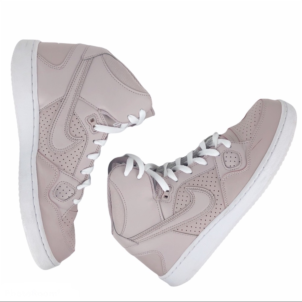 Nike Son of Force Mid/High Top Pink Sneakers | 616303-603 | Rose + White | 9